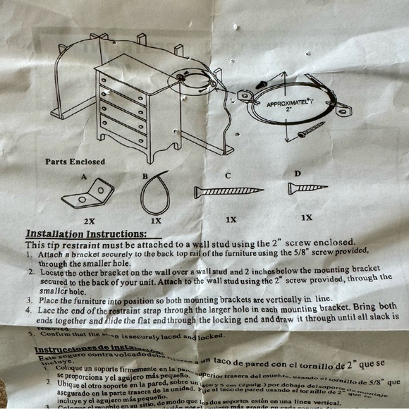 🤕Anti-Tip Furniture Tipping Restraint -Child Safety Hardware Kit🤕 - Picture 4 of 5